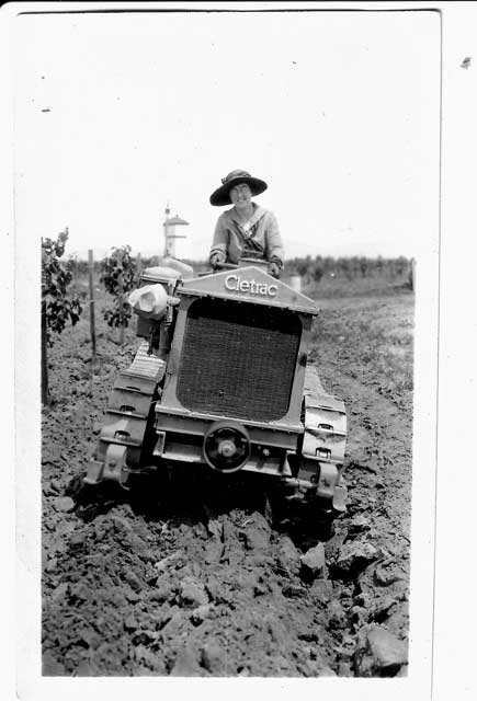 Mom on her Cletrac W - Reedley, Calif.